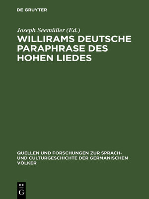 cover image of Willirams deutsche Paraphrase des Hohen Liedes